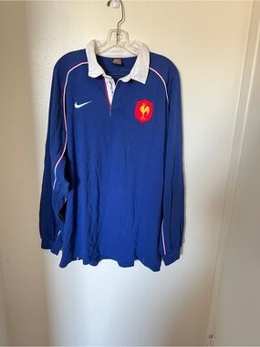 Nike France Rugby Jersey Vintage 2000s Long Sleeve Men’s Shirt Rare Size XXL